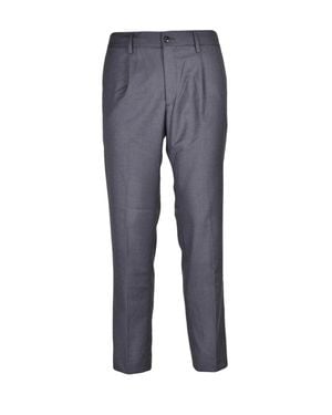 Michael Coal Tailored Pants With Elastic Waistband And Classic Straight Leg - Blue