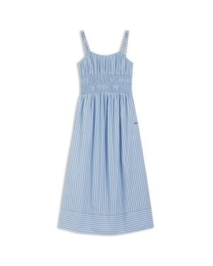 BOSS Cotton-Poplin Dress With Vertical Stripe - Blue