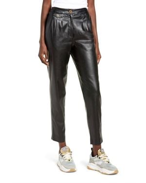 Blank NYC Faux Leather Pleated Trouser W/ Back Pockets - Black