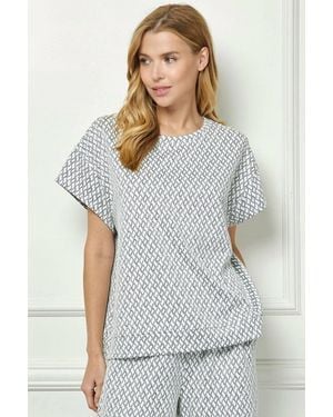 See And Be Seen Metallic Jacquard Loungewear Top - Gray