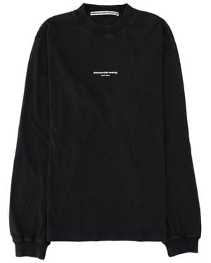 Alexander Wang Relaxed Fit Long-Sleeve Cotton Logo T-Shirt - Black