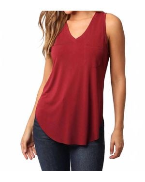 Another Love Esther Breast Pocket Tank Top - Red
