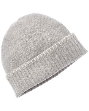 Bruno Magli Whipstitch Cuffed Cashmere Hat - Gray