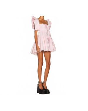 Area Crystal Trim Poplin Mini Dress - Pink