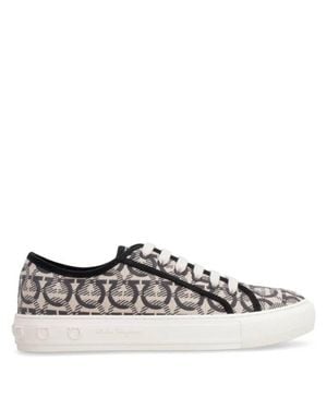 Ferragamo Wimbledon Gancini Low-Top Sneakers - Gray