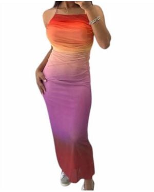 emory park Scooped Back High Neck Maxi Dress - Purple
