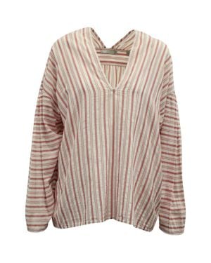 Vince Drop Shoulder Long Sleeve Striped Blouse - Brown