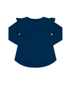 Set Proper Girl's Elizabeth Long Sleeve Ruffle Tee - Blue