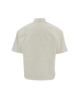 Plan C Cotton Canvas Short Sleeved Shirt - White