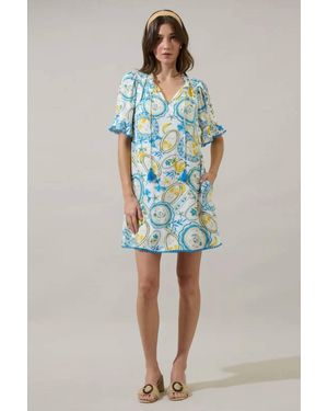 Sugarlips Havana A-Line Dress - Blue