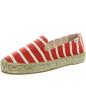 Soludos Platform Smoking Slipper Knit Woven Espadrilles - Red