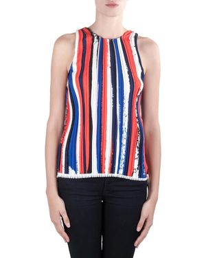 Dion Lee Ii Plisse Striped Knit Sleeveless Top - Red