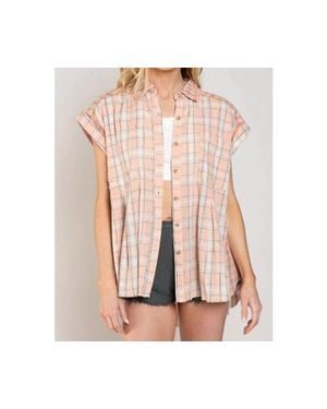 Pol Springtime Plaid Button Thru Shirt - Pink