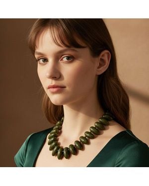 Fashnzfab Chunky Resin Pebble Beaded Statement Necklace - Brown