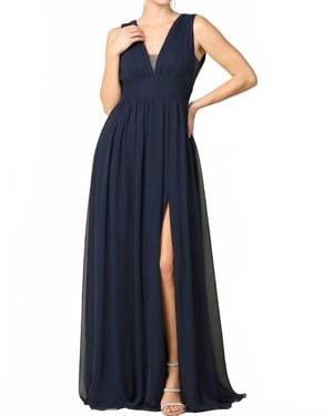 EVA V Neck Gown - Blue