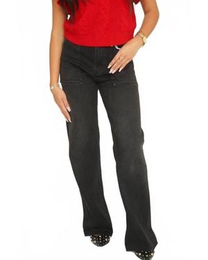 Pistola Penny Utility High Rise Wide Leg Jeans - Red