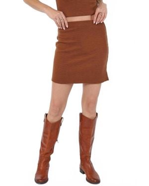 Sadie & Sage On A Stroll Knit Mini Skirt - Brown