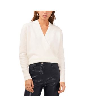 1.STATE Cross Front Ribbed Wrap Sweater - White
