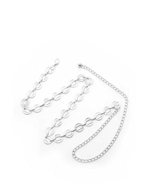 Fashnzfab Circle Link Metal Chain Belt - White