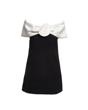 Self-Portrait Crepe Flower Mini Dress - Black