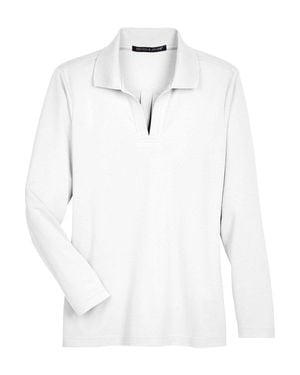 Devon & Jones Crownlux Performanceplaited Long Sleeve Polo - White
