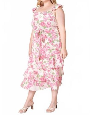 Sugarlips Truth Be Told Guayana Ruffle Tiered Midi Dress - Pink