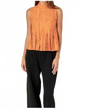 2.7 August Apparel Burnout Pleated Sleeveless Top - Black