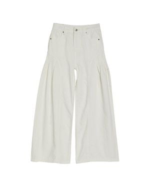 Tractr Jeans Pleated Side Wide Leg Pant - White