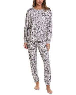 DKNY 2Pc Pajama Top & Jogger Set - Gray