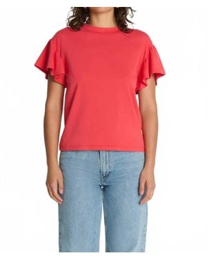Nation Ltd Camille Ruffle Sleeve Top - Red