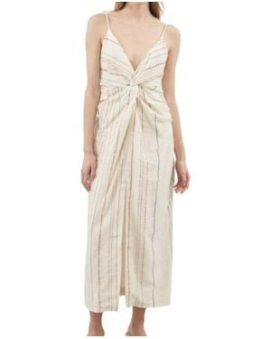 Handloom Celia Striped Dress - Natural