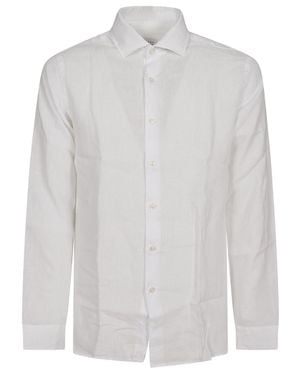 Xacus Linen Long-Sleeve Shirt With Traditional Collar And Buttoned Cuffs - White