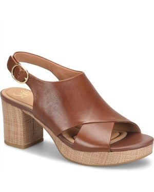Söfft Liv Leather Platform Heel Sandals - Brown