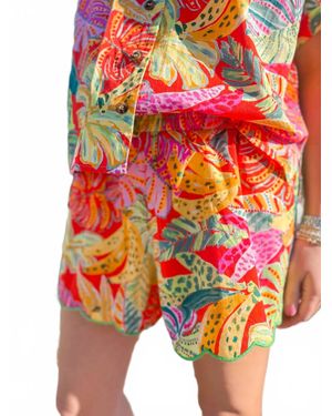 Karlie Palm Banana Scallop Shorts - Orange