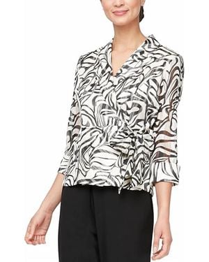 Alex Evenings Candice Wrap Blouse - White