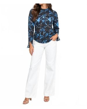 Charlie b Long Sleeve Drop Shoulder Sweater With Zipper - Blue