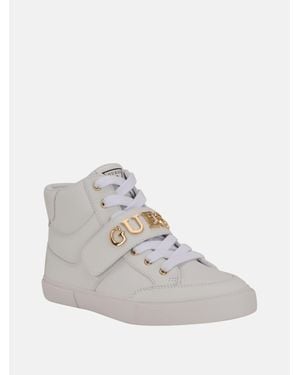 Guess Mizzly Logo High-Top Sneakers - White
