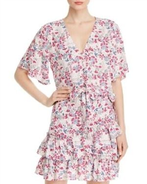 Aqua Tie Front Floral Crop Blouse - Pink
