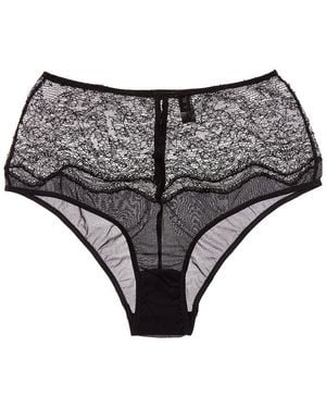 Kiki de Montparnasse La Follie Lace Galloon High-Waist Silk-Trim Panty - Gray