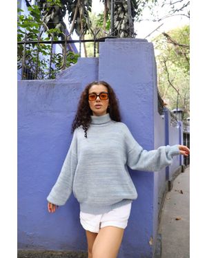 Harden Stripe Turtleneck Sweater - Blue