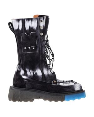 Off-White c/o Virgil Abloh Tie Dye Sponge Combat Boots - Black