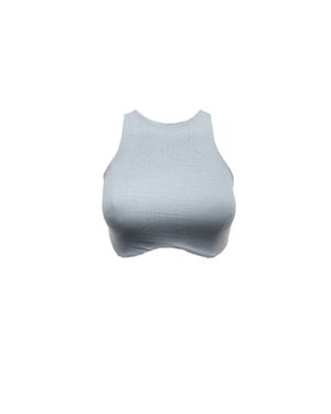 geel Rowa Ribbed Stretch-Modal Jersey Cropped Top - Blue