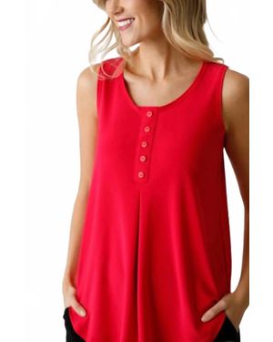Sympli Sleeveless Diva Henley Tank - Red
