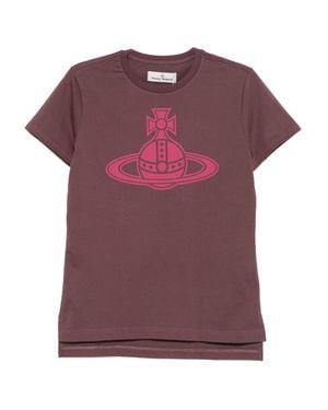 Vivienne Westwood Cotton T-Shirt With Orb Graphic Print - Purple