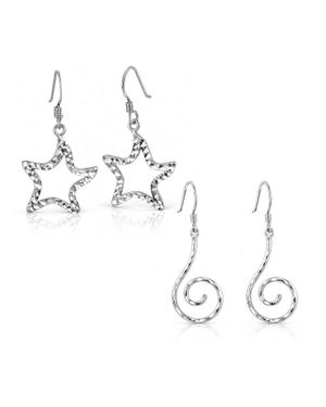 Gold & Honey Stars & Swirls Dangle Earrings Set - Metallic