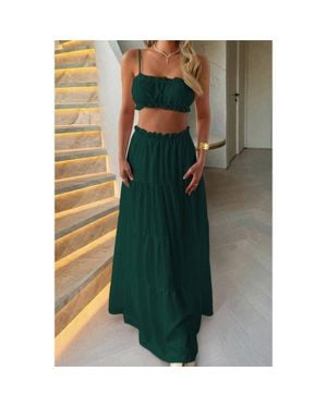 TRUEDAMES Two Pieces Sleeveless Tank Top And Maxi Skirt Set - Green