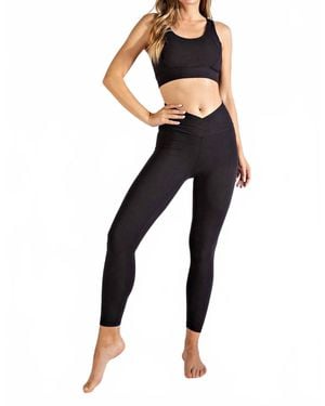 Rae Mode Crossover Waist Full Length Leggings - Black