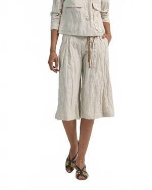 ODEEH Wide Leg Shorts - Natural