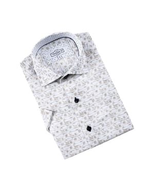 7 Downie St. 765 Short Sleeve Button Down Shirt - White