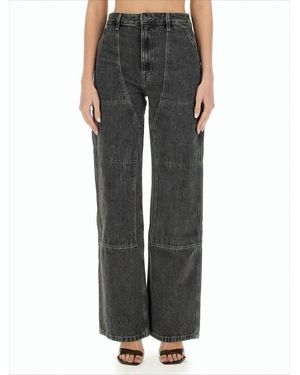 Helmut Lang Wide-Leg High-Waist Denim Pants With Utilitarian Detailing - Black